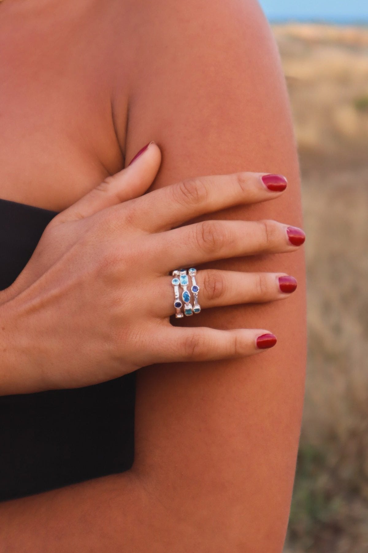 Silver Ring Bundle - Aqua
