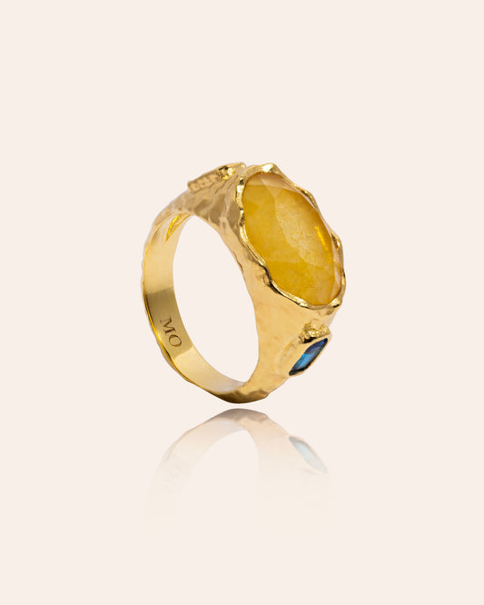 Cosmic Gemstone Ring - Yellow Quartz