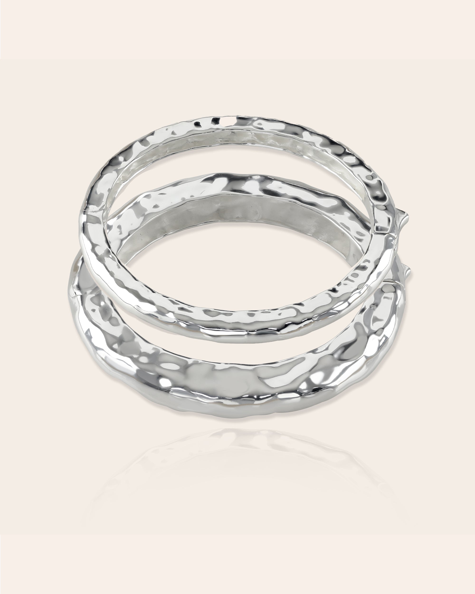 Silver Doughnut Bangle Set
