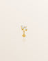 A single gold stud earring with a flat back and four white stones set in it, designed for forward helix ear piercings or other ear piercings.