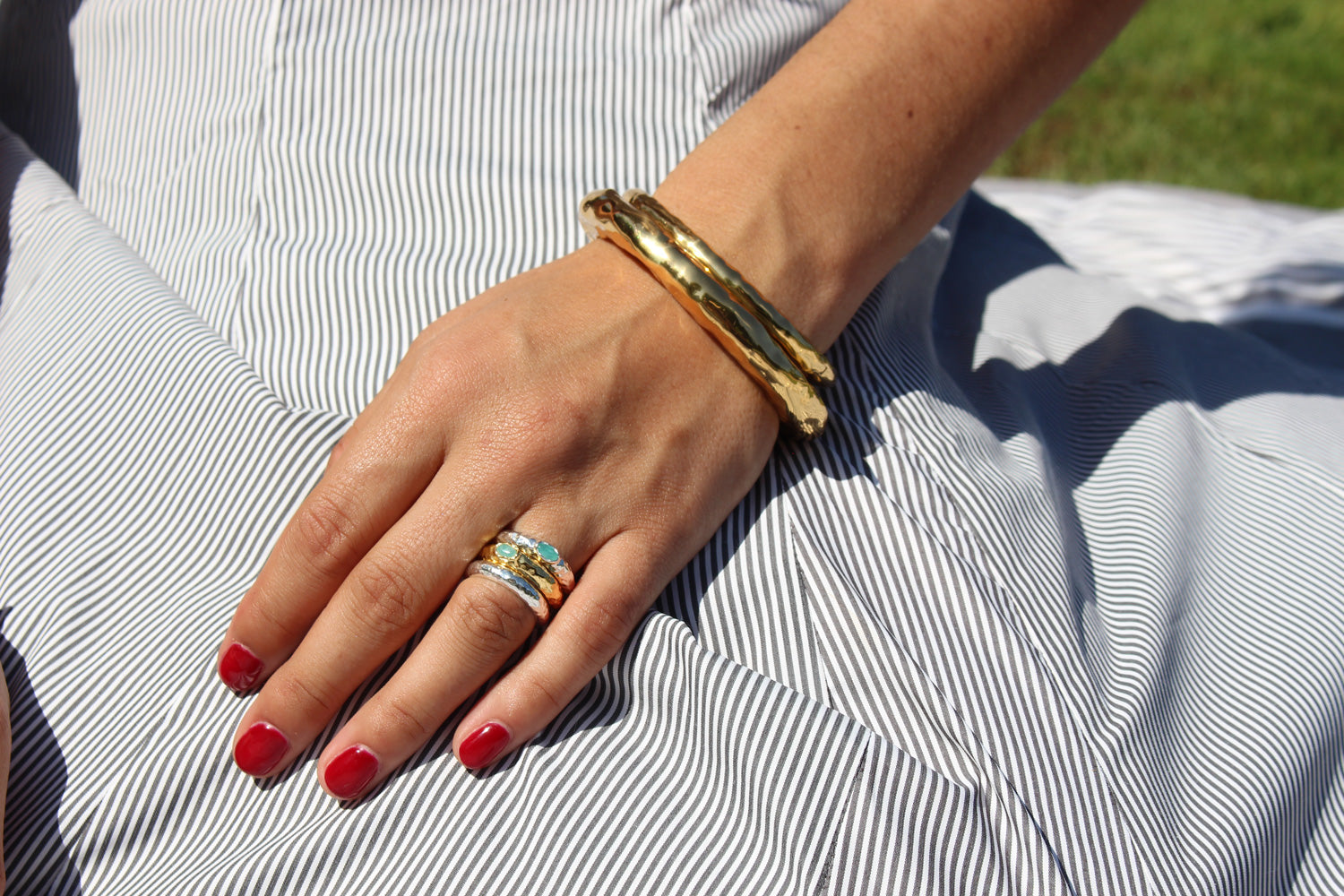 Gold Doughnut Bangle Set