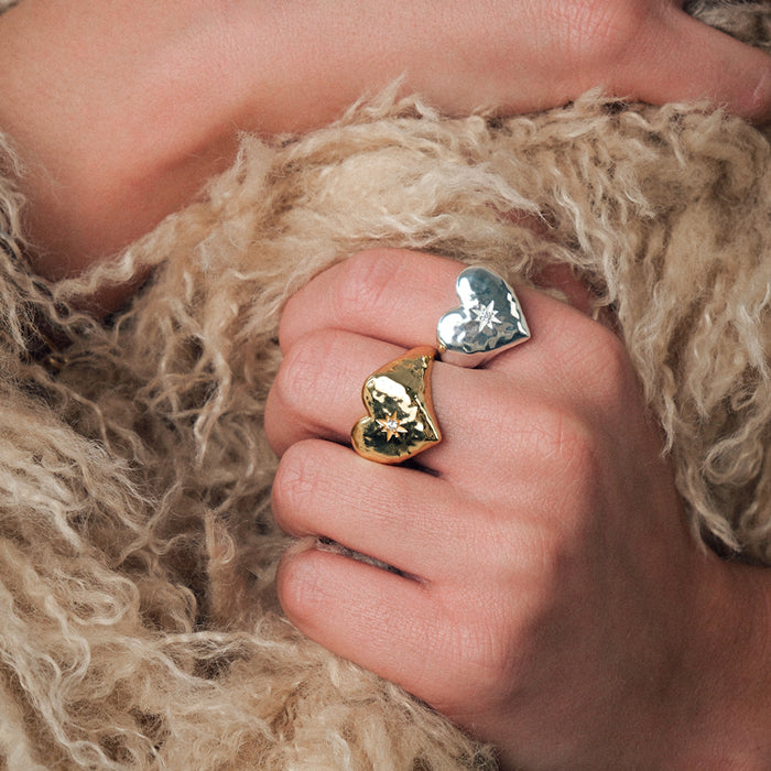 Modern sterling silver heart ring everyday jewellery