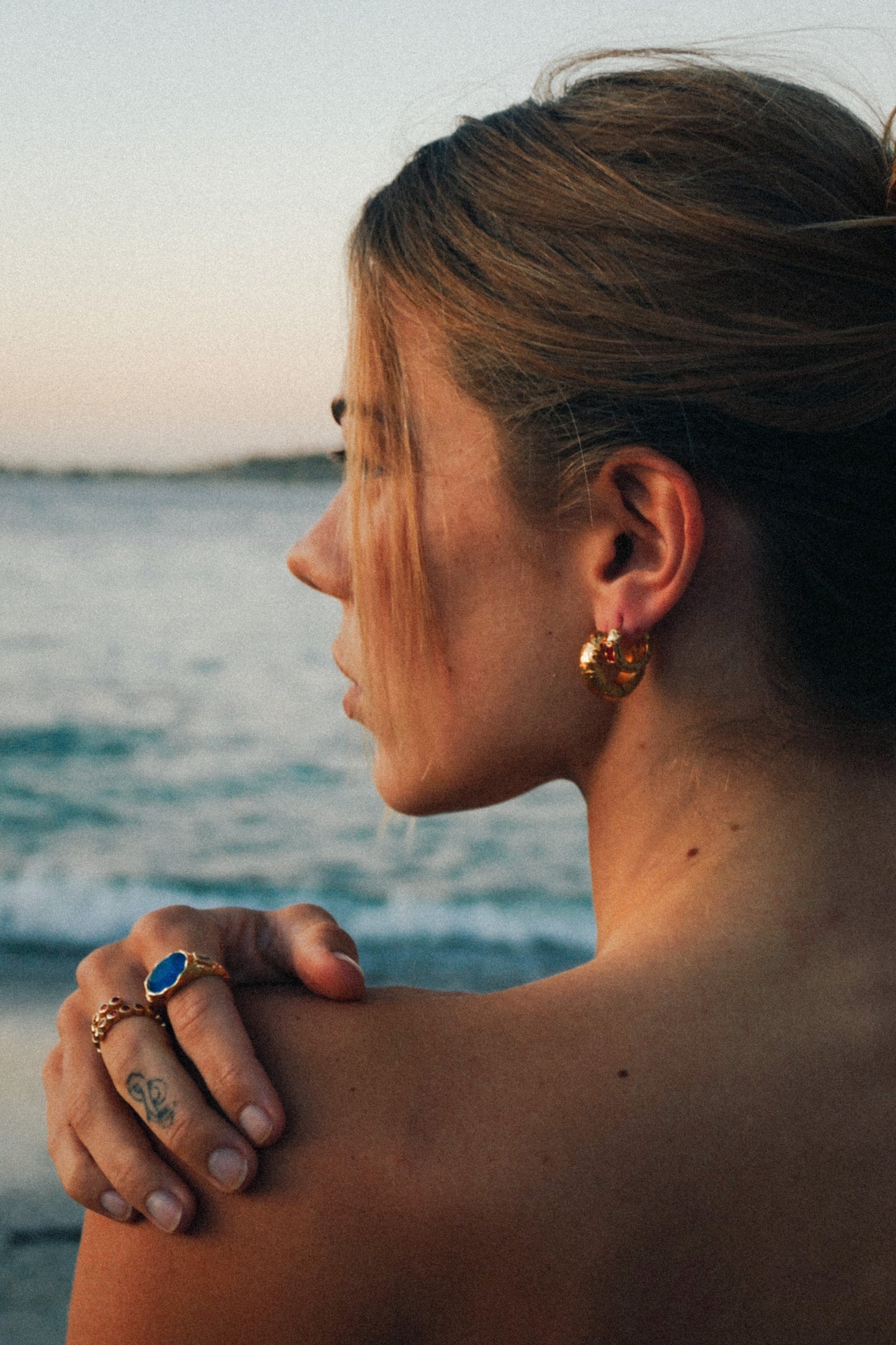 Cosmic Gemstone Ring - Blue Quartz and White