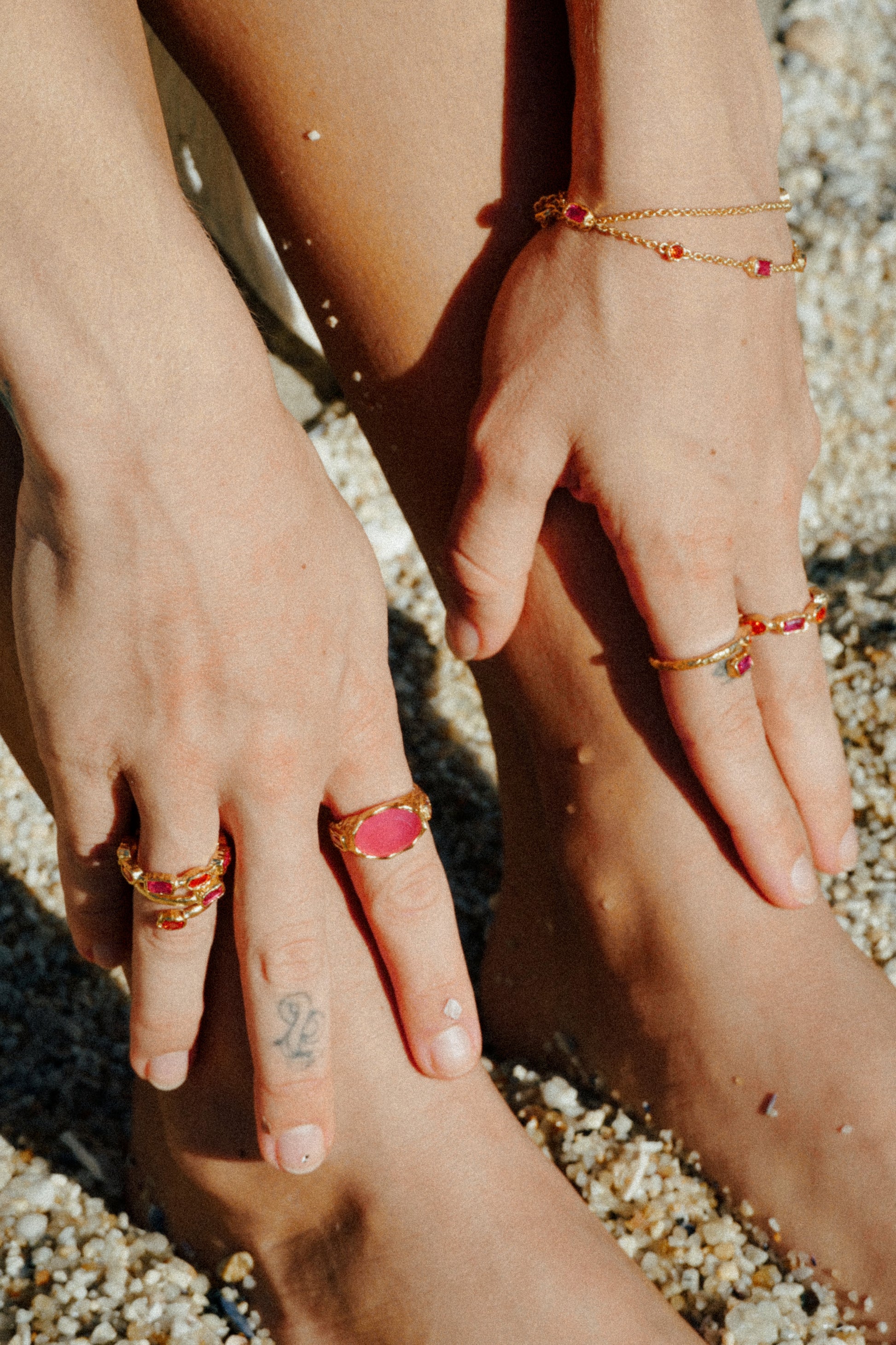 Cosmic Gemstone Ring - Pink Quartz and Rose