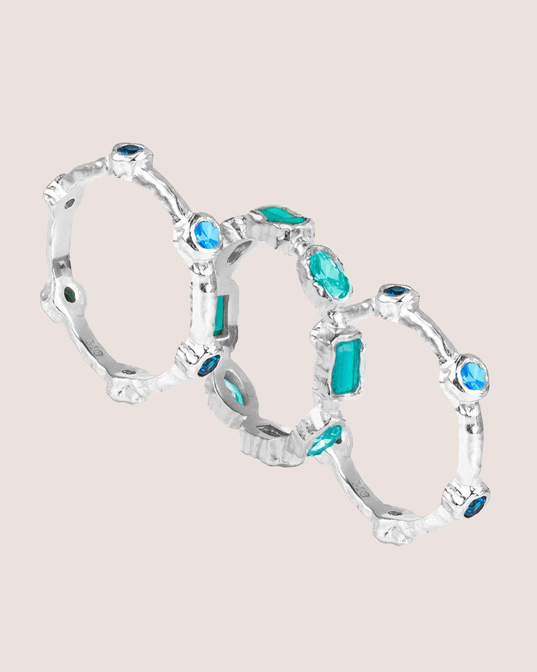 Silver Ring Bundle - Aqua