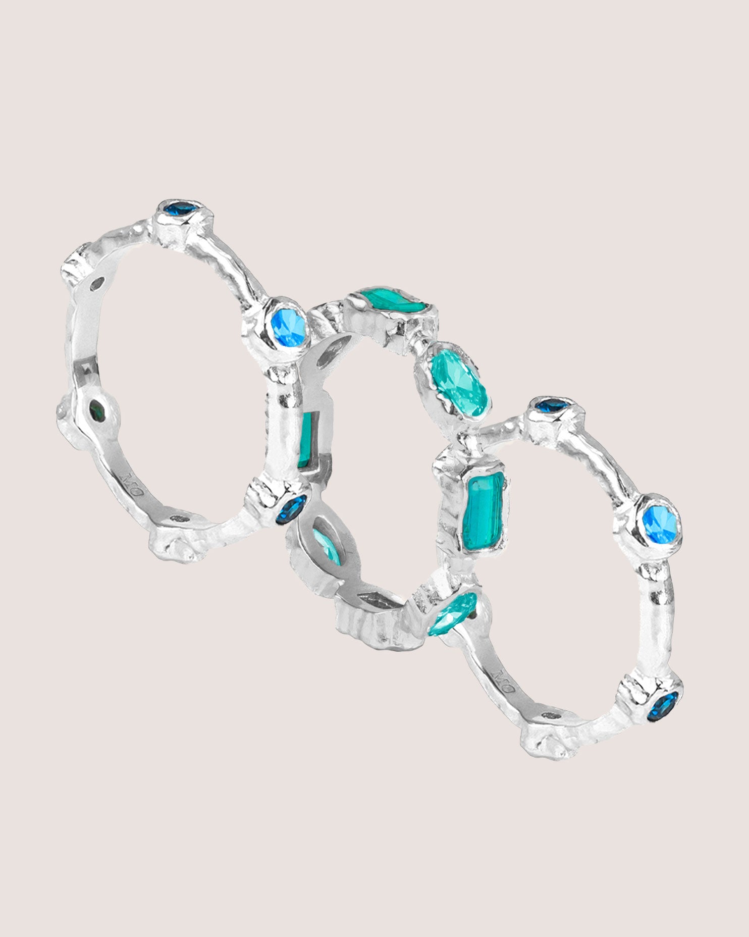 Silver Ring Bundle - Aqua