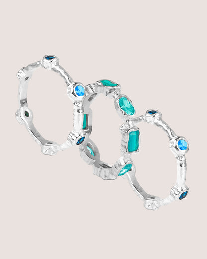 Silver Ring Bundle - Aqua