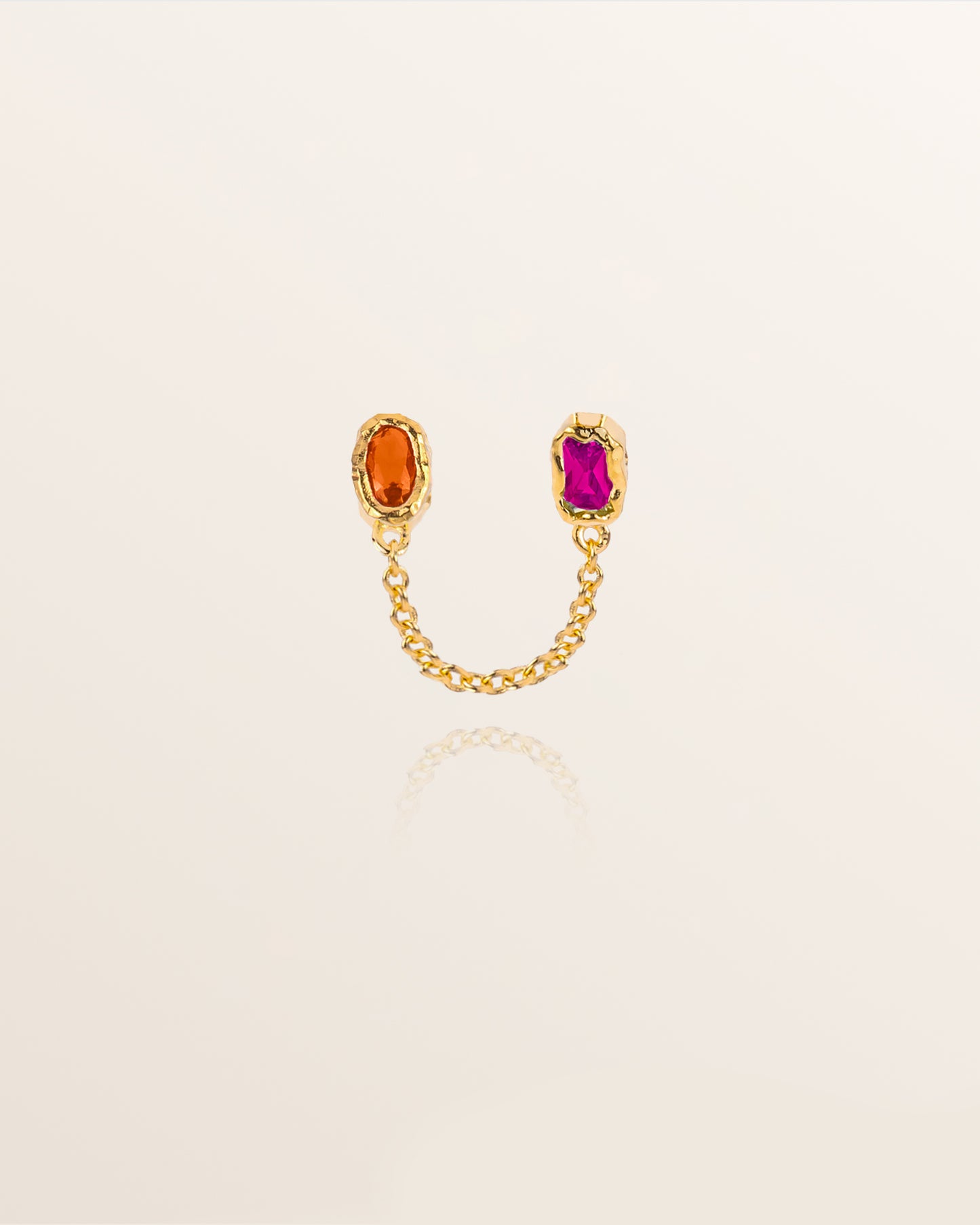 Colourburst Stud Earring - Orange and Magenta