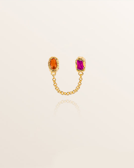 Colourburst Stud Earring - Orange and Magenta