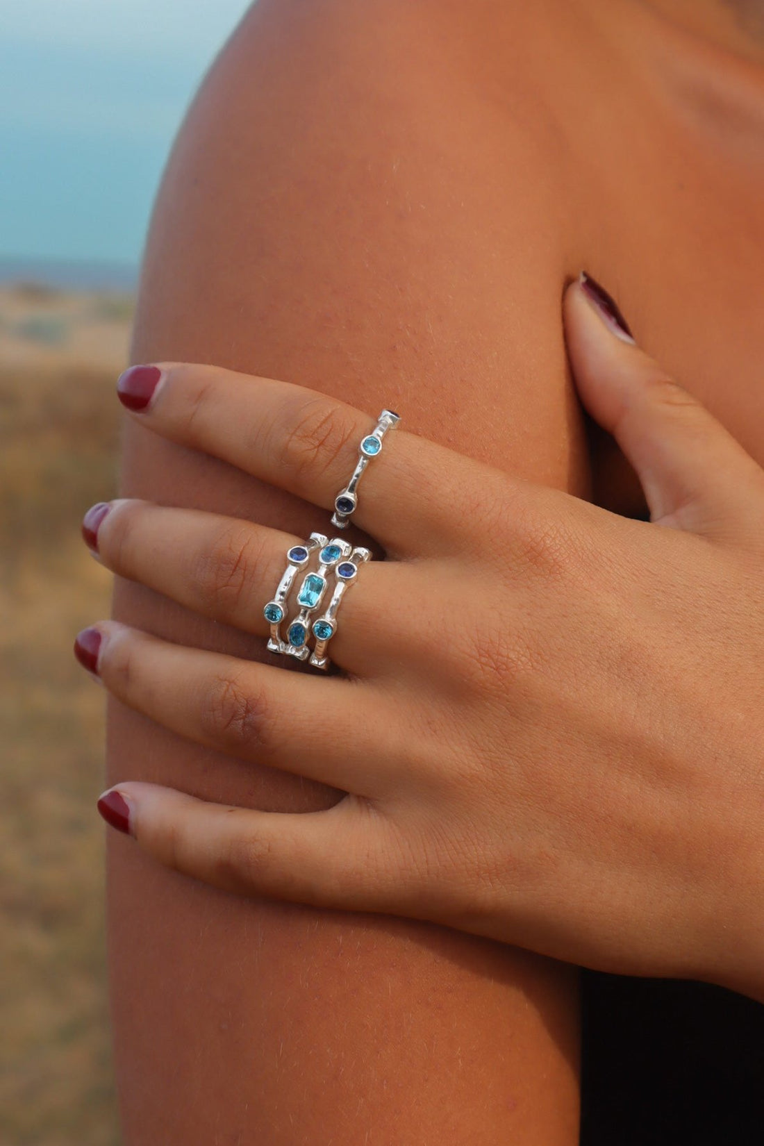 Silver Ring Bundle - Aqua