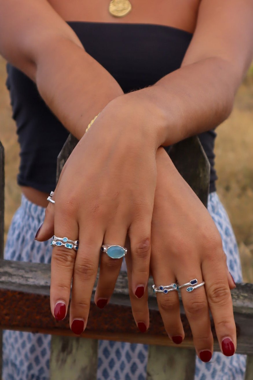 Solstice Ring - Topaz & Sapphire, Silver