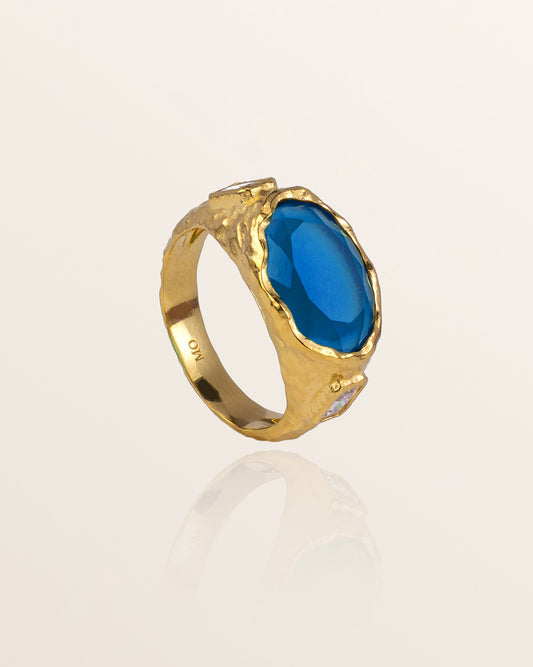 Cosmic Gemstone Ring - Blue Quartz and White