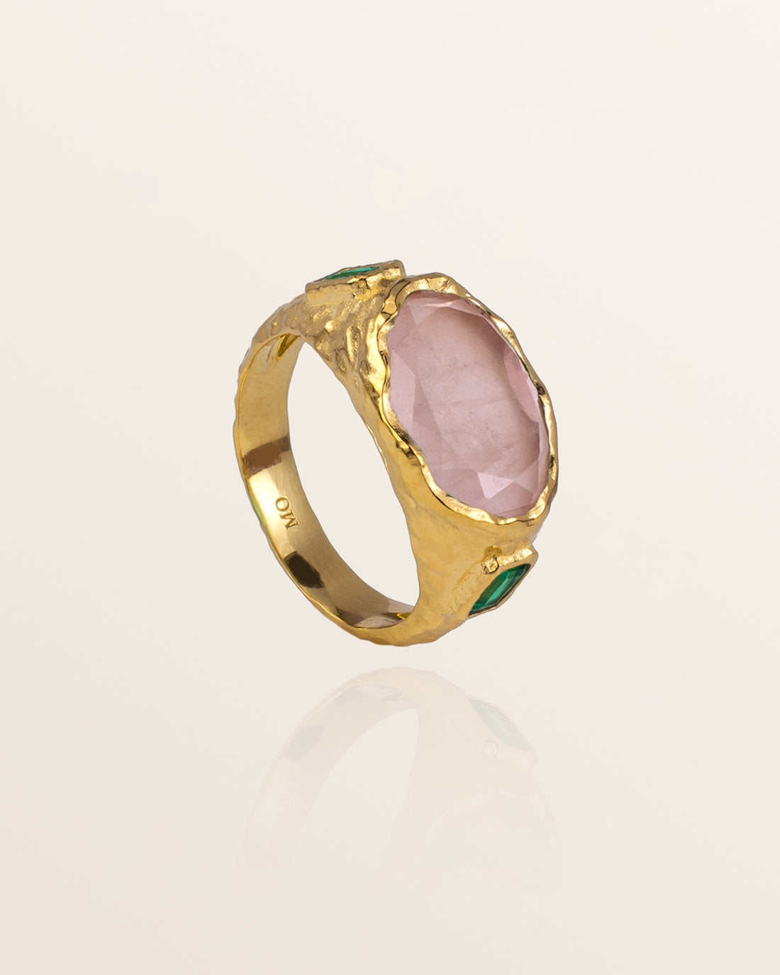 Cosmic Gemstone Ring - Rose Quartz and Green