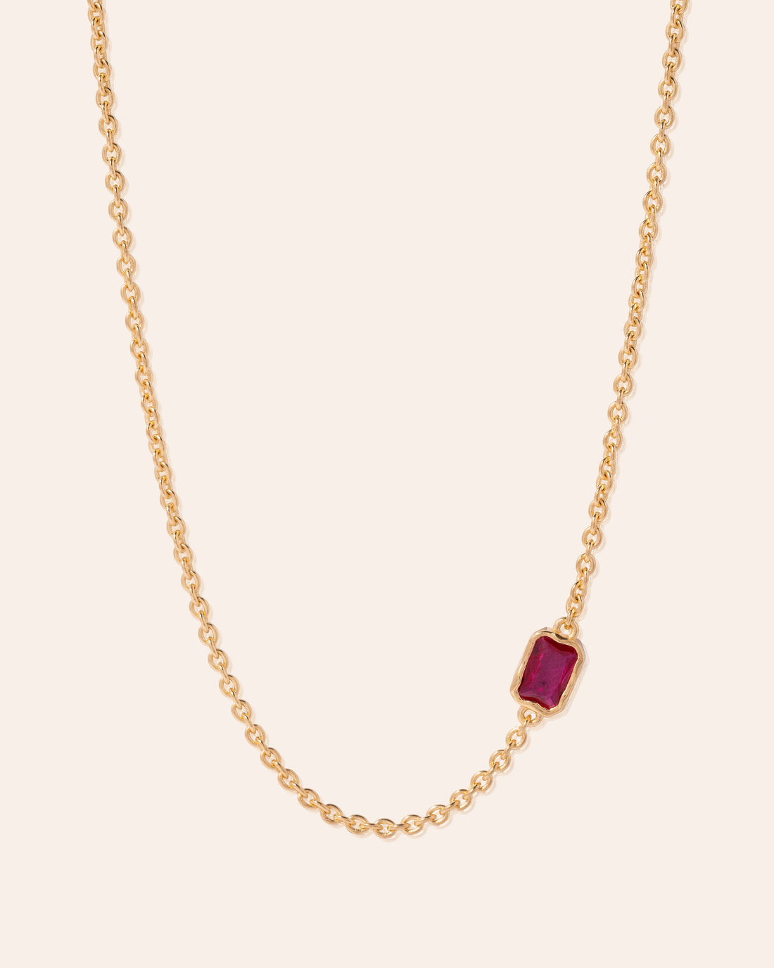 Lopsided Gemstone Necklace - Magenta