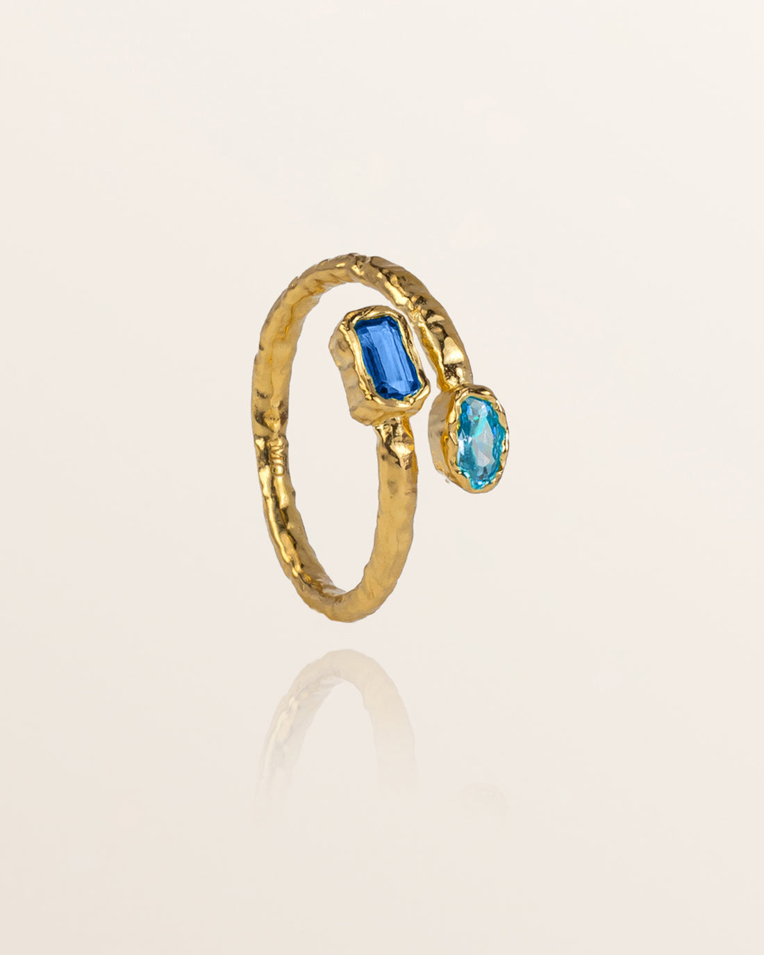 gold ring stacking ring blue topaz