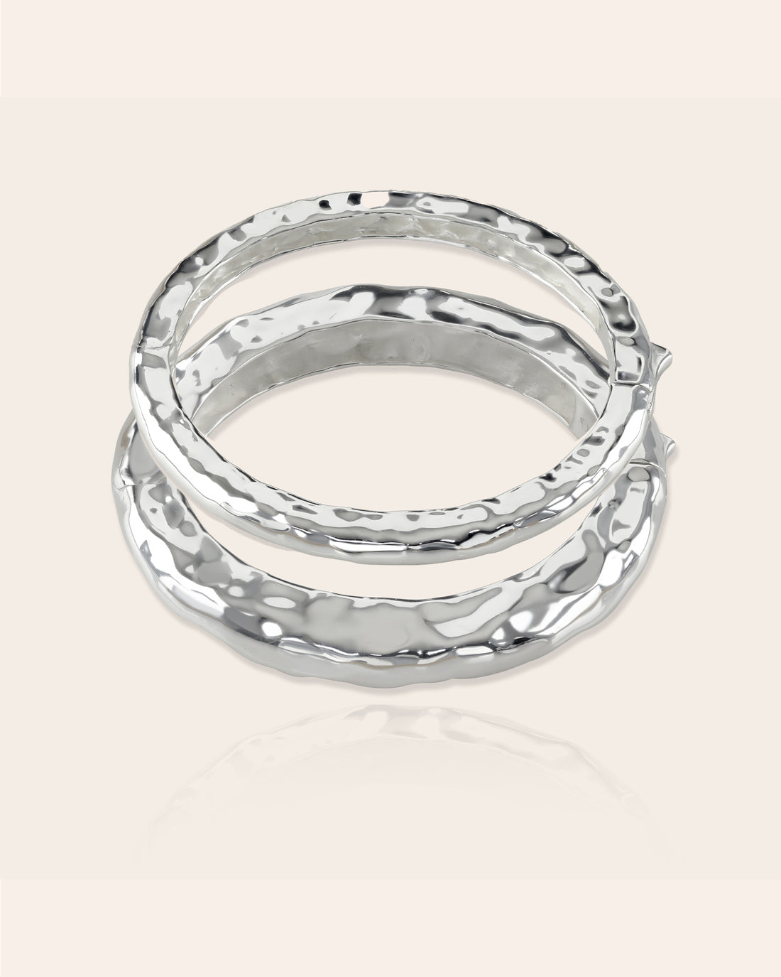 Silver Doughnut Bangles Stack