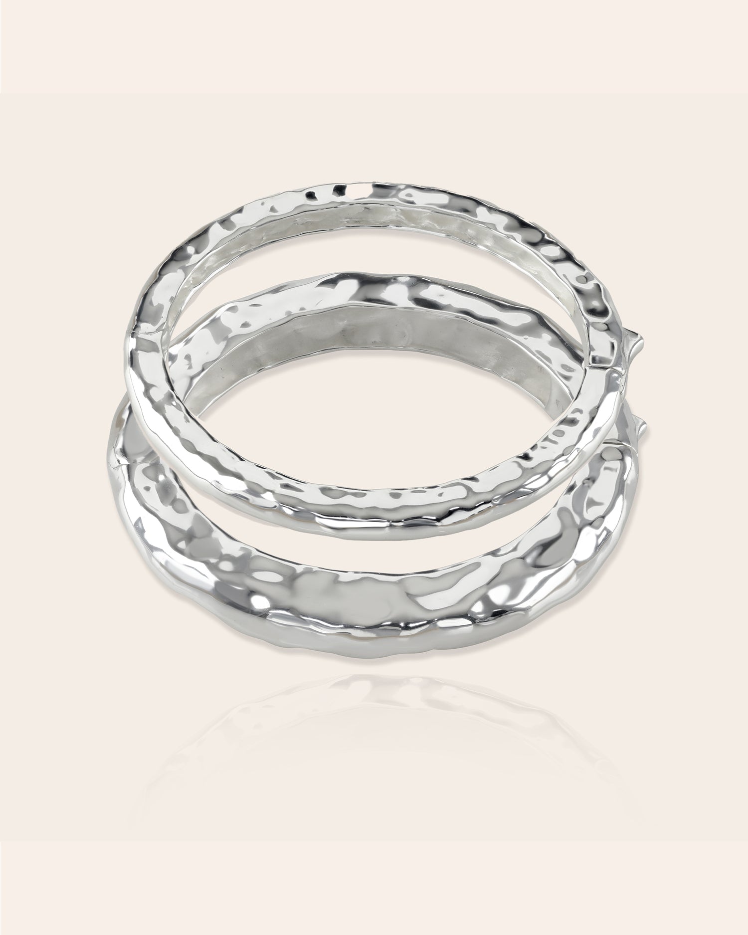 Silver Doughnut Bangle Set