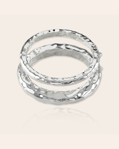 Silver Doughnut Bangle Set