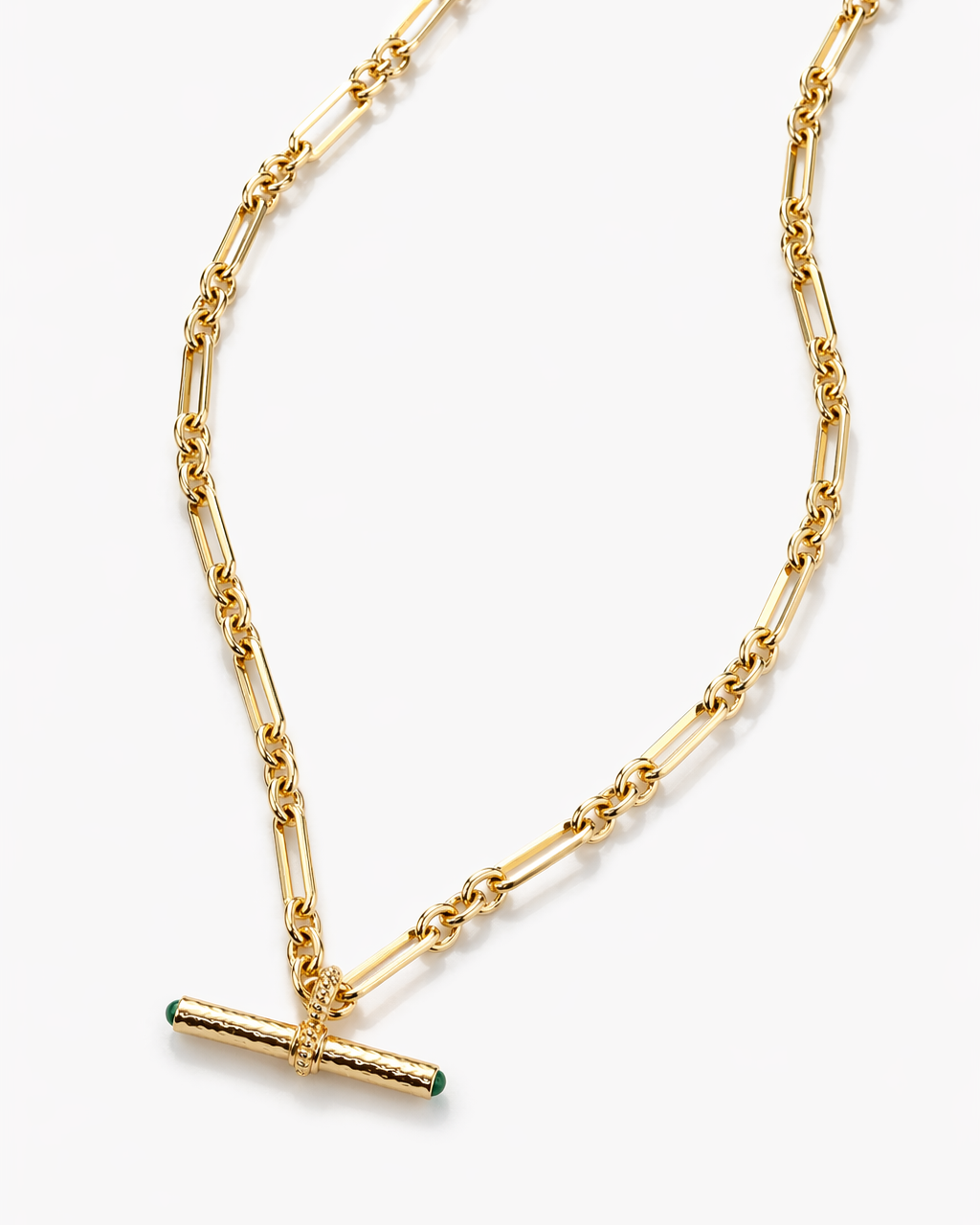 T Bar Necklace Green