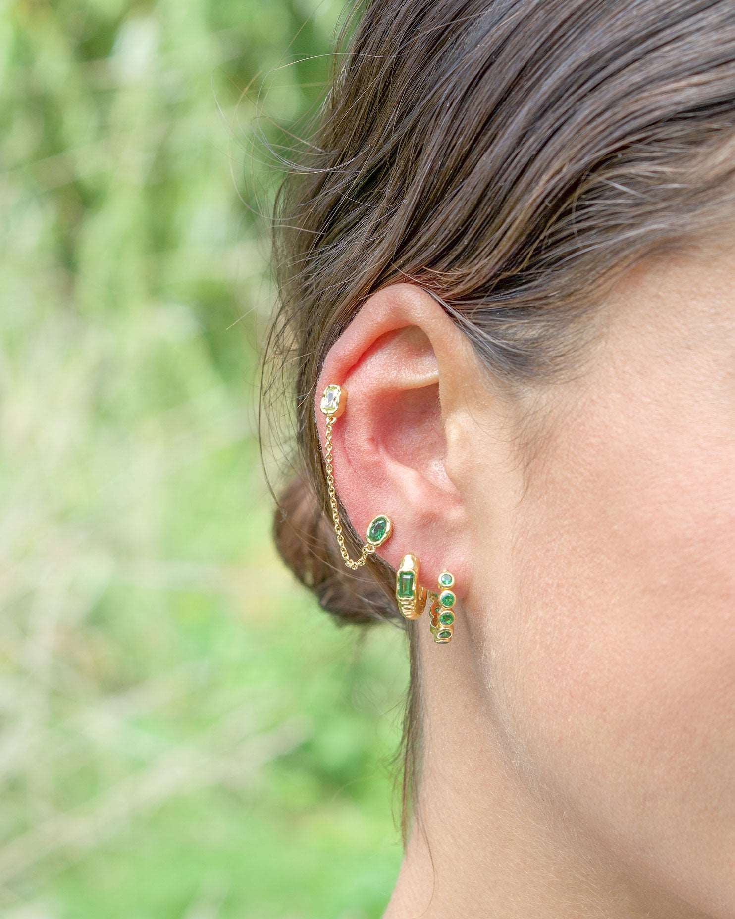 Colourburst Stud Earring - Green and Peridot