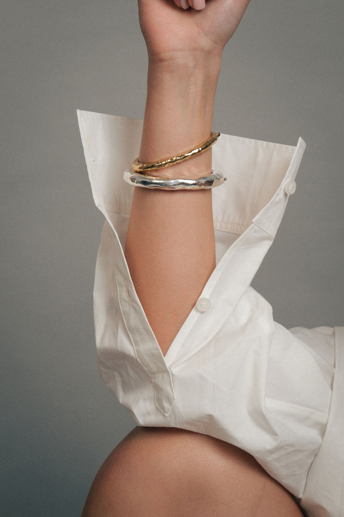 Silver Doughnut Bangles Stack