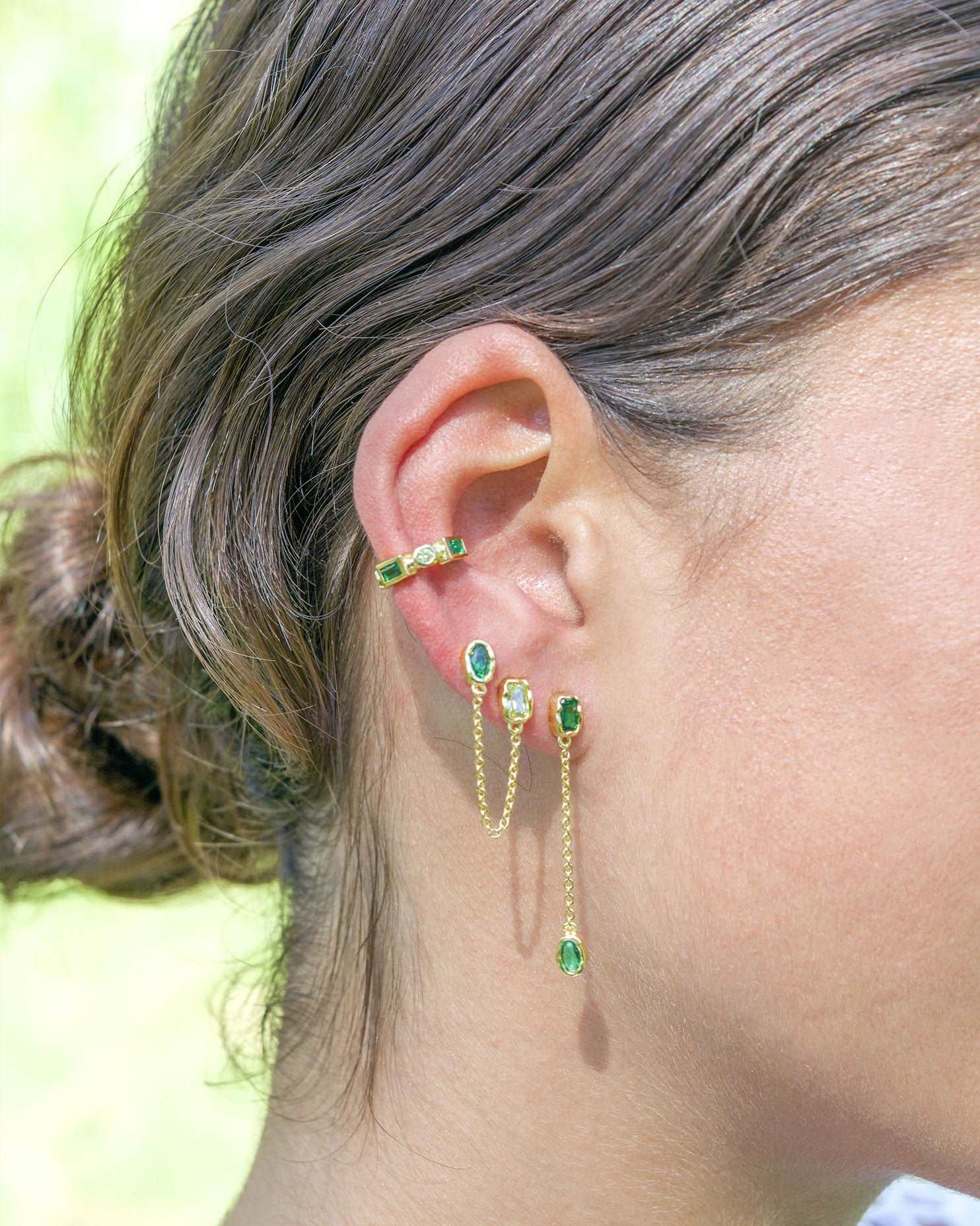 Colourburst Stud Earring - Green and Peridot