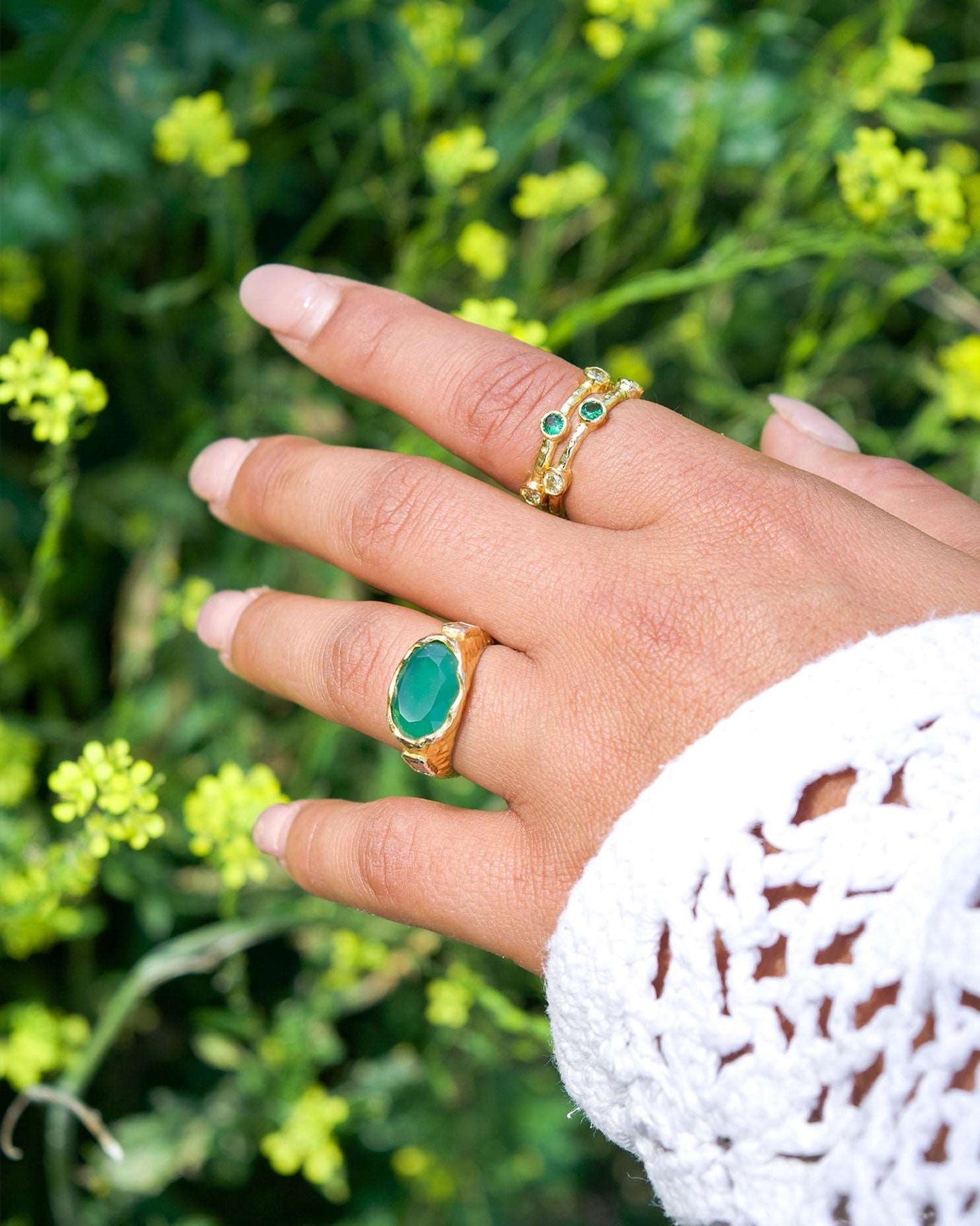 Rainbow Ring - Green and Peridot