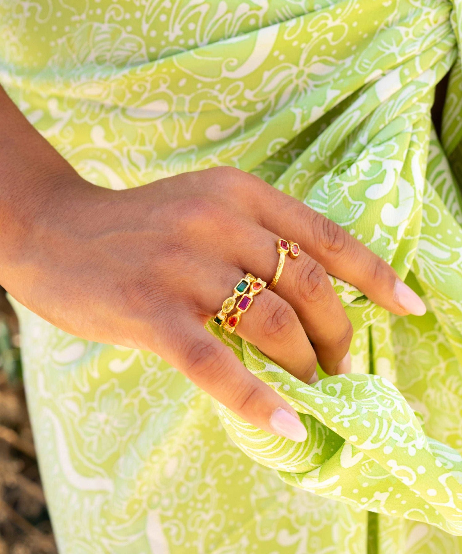 Sunrise Ring - Green and Peridot