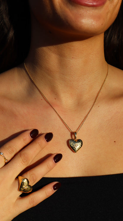 heart necklace - gold pendant necklace - locket necklace