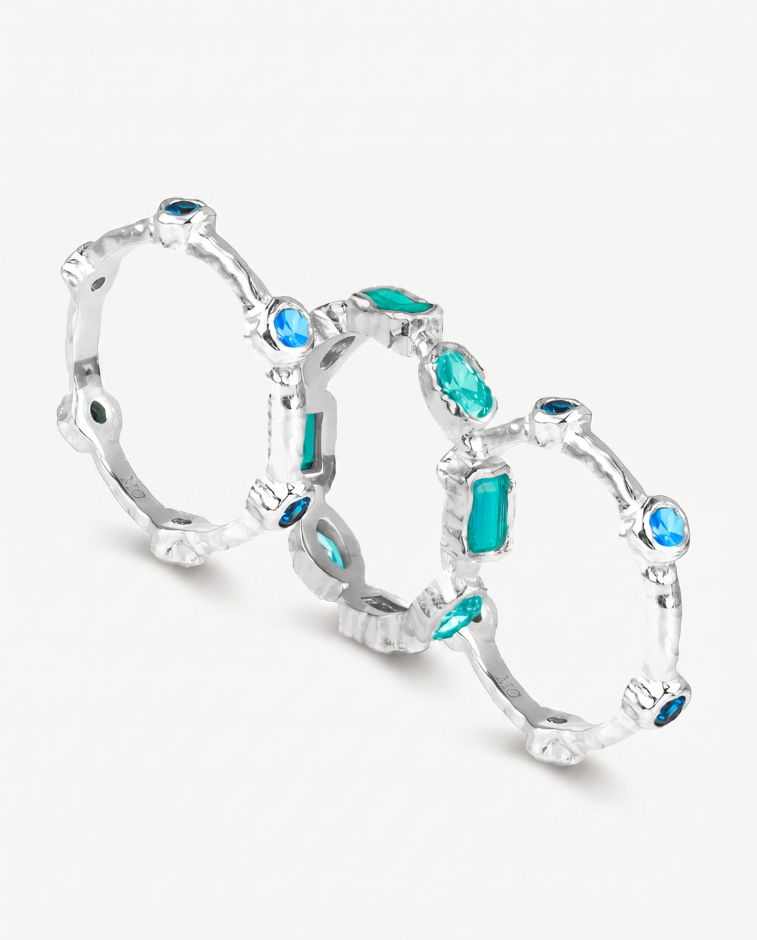 Silver Ring Bundle - Aqua