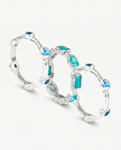 Silver Ring Bundle - Aqua
