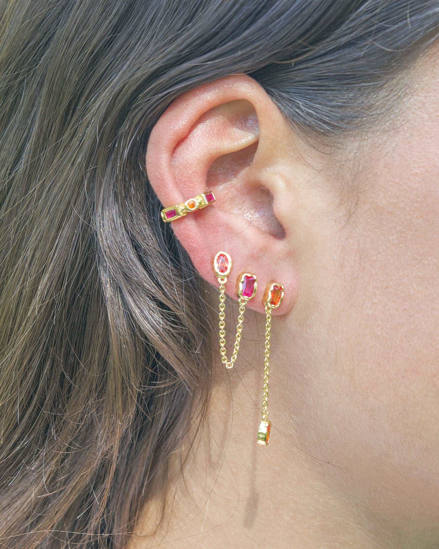 Colourburst Drop Earrings - Orange