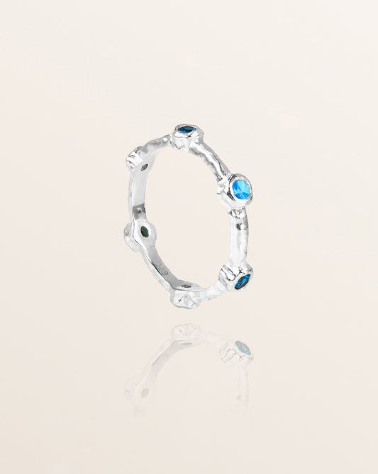 Rainbow Ring - Topaz & Sapphire, Silver