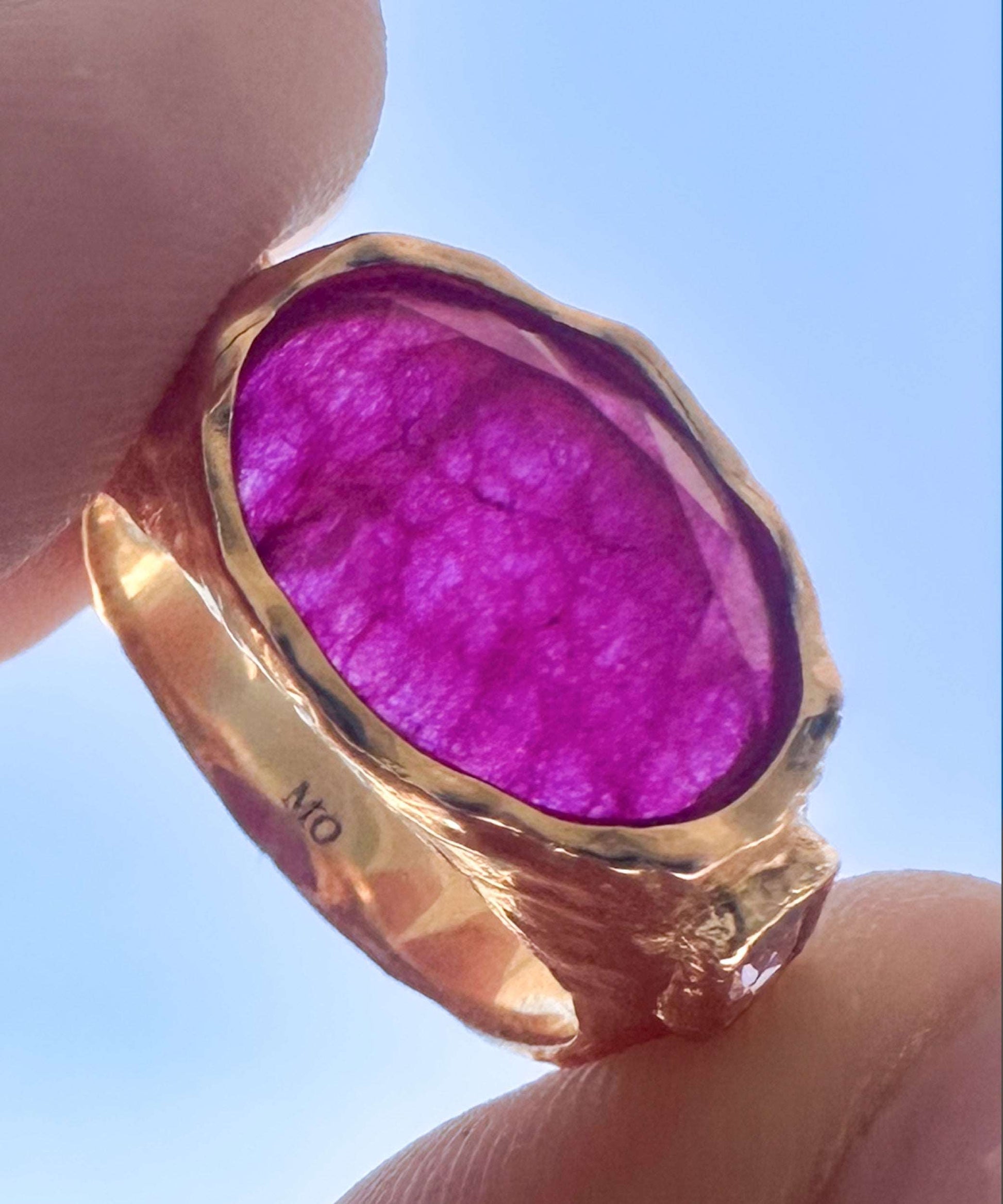 Cosmic Gemstone Ring - Pink Quartz and Rose